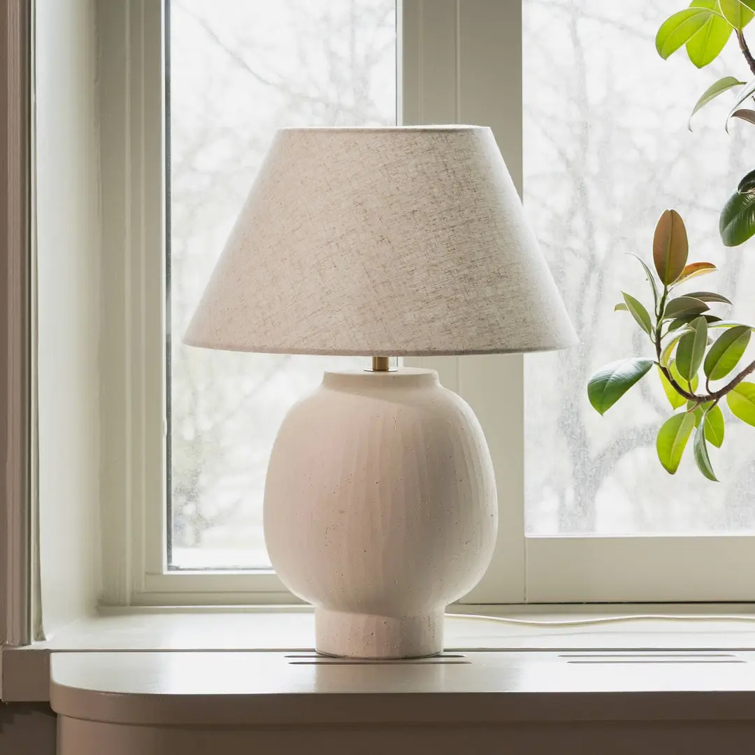 Globen Lighting Tischlampe Lorenzo, beige Höhe 46 cm Keramik