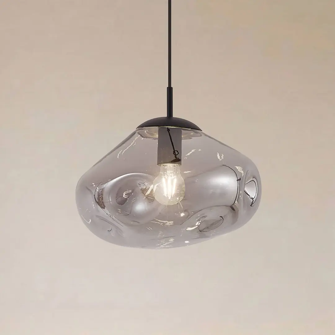 Lindby Hängeleuchte Lelia, rauchgrau, Glas, Ø 35 cm