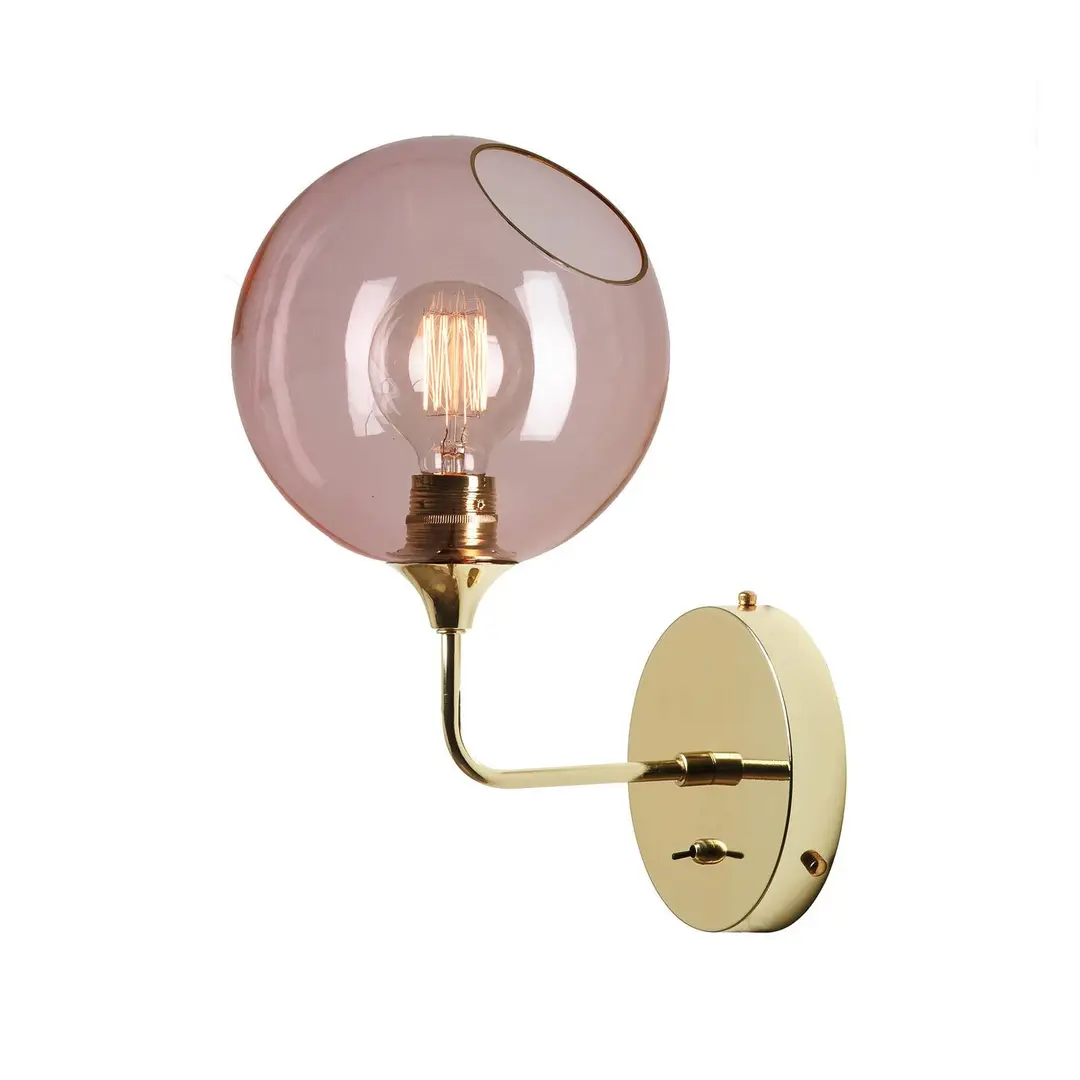 DESIGN BY US Wandleuchte Ballroom Short, rosa/gold, Glas mundgeblasen