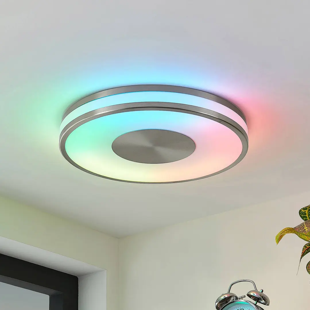 Lindby LED-Deckenlampe Fjella, RGB, CCT, Fernbedienung