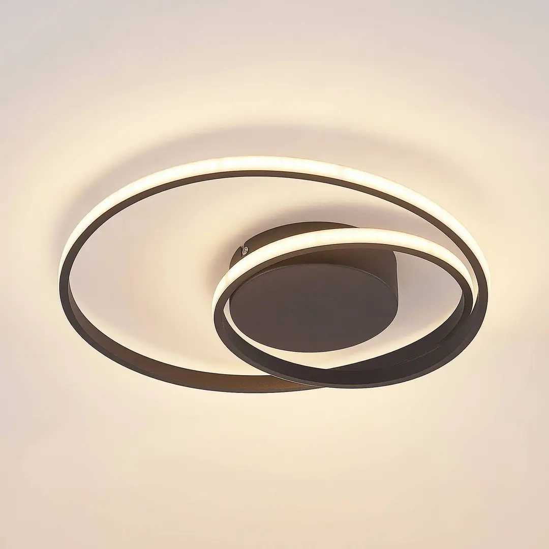 Lindby LED-Deckenleuchte Emisua, schwarz, CCT, dimmbar