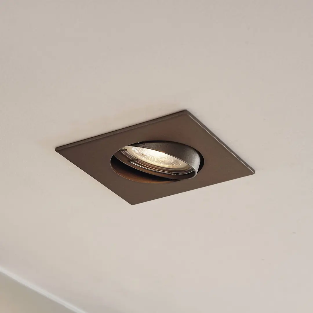 Prios Einbauleuchte Fibur, bronze matt, 9 cm, GU10