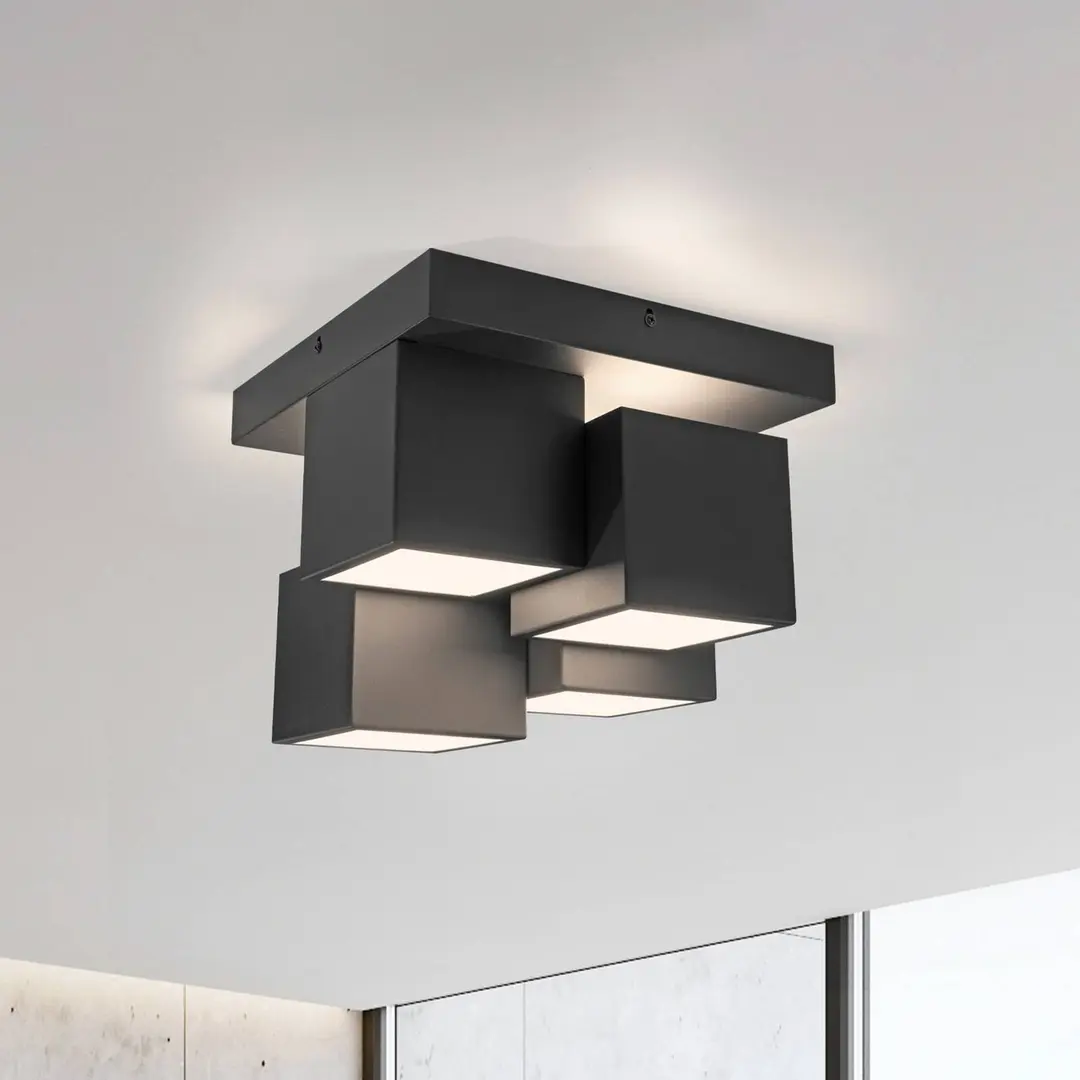 JUST LIGHT. GmbH JUST LIGHT. LED-Deckenleuchte Tetris, Eisen, 3000 K, schwarz