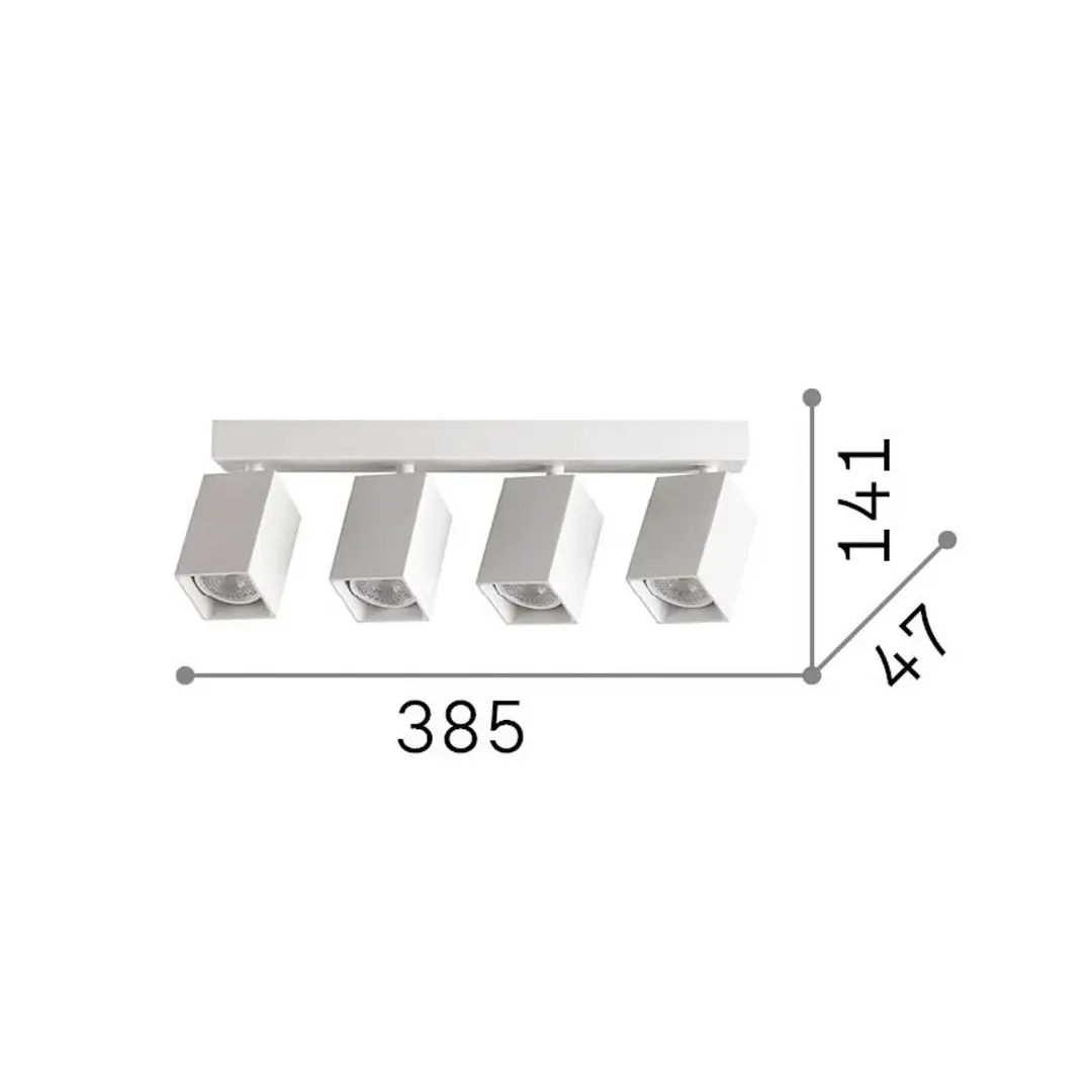 Ideal Lux Deckenstrahler Dynamite Square schwarz 38 cm 4-flg