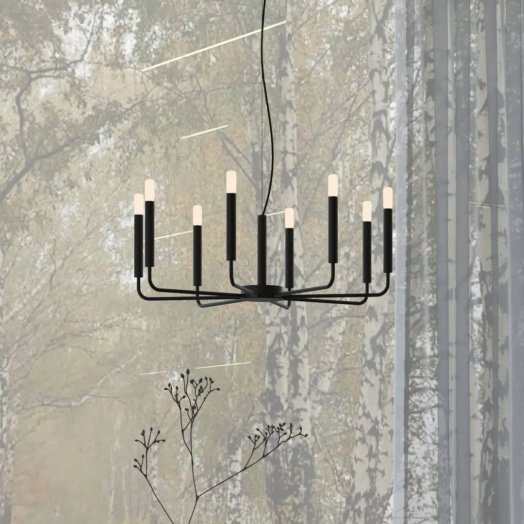 Nowodvorski Lighting Kronleuchter ORTO, schwarz, Metall, Ø 73 cm, 8-flammig