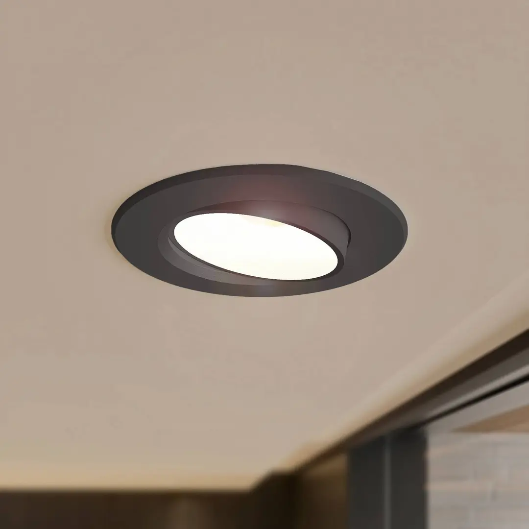 Prios LED-Einbauleuchte Shima, schwarz, 9 W, 3000K, dimmbar