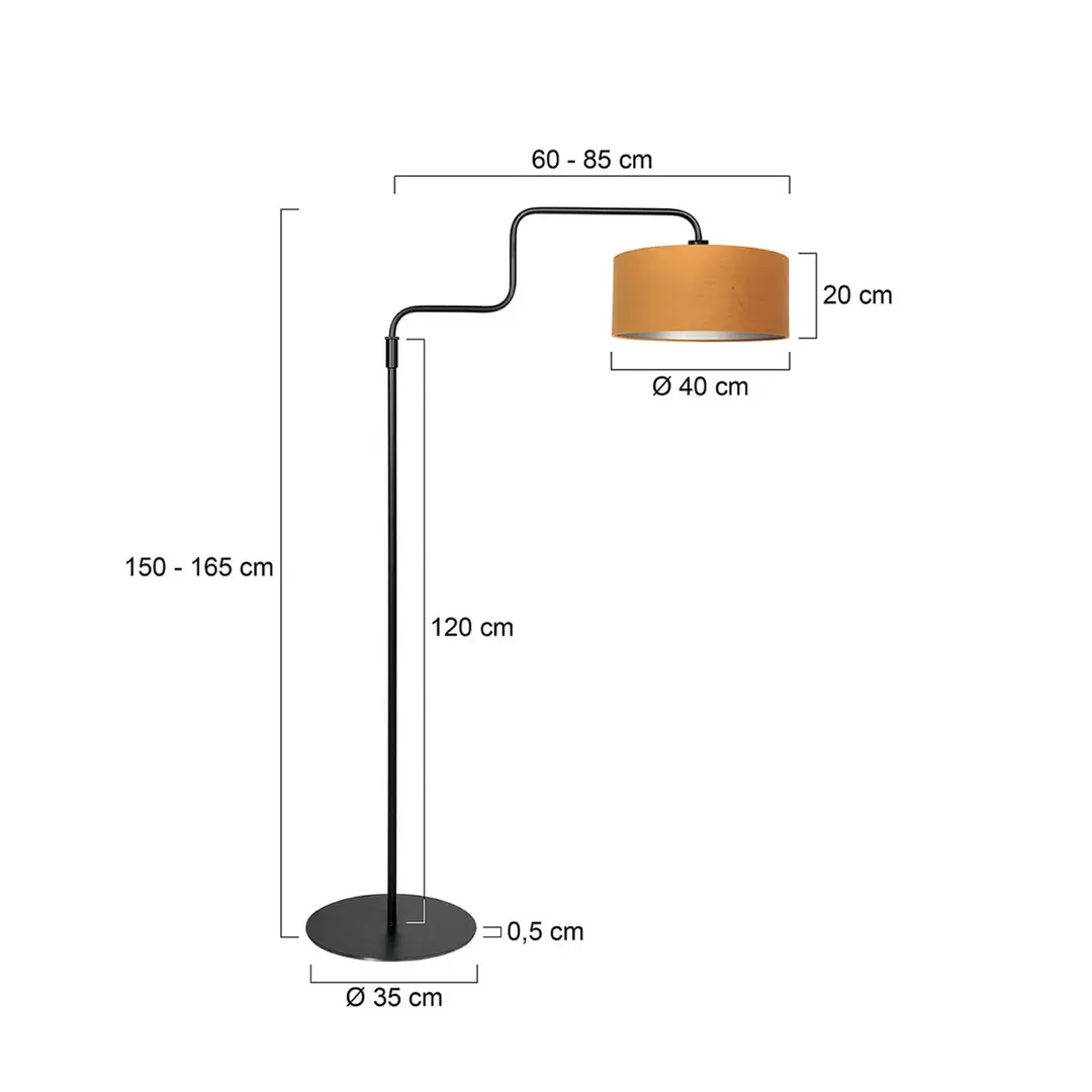Steinhauer Stehlampe Bloeba, schwarz/goldfarben, Höhe 165 cm, Velours
