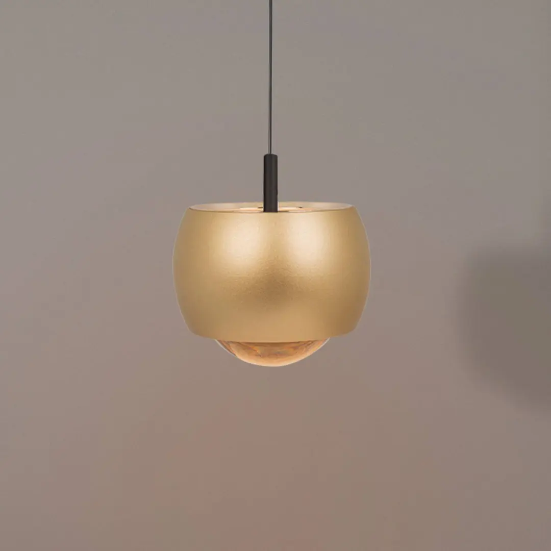 Mantra Iluminación LED-Hängeleuchte Roller, goldfarben, verstellbar, Glaslinse