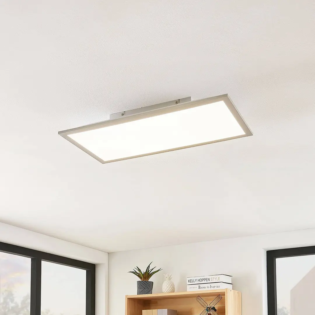 Lindby LED-Panel Stenley, 4.000 K, 60cm x 30cm, silber/weiß