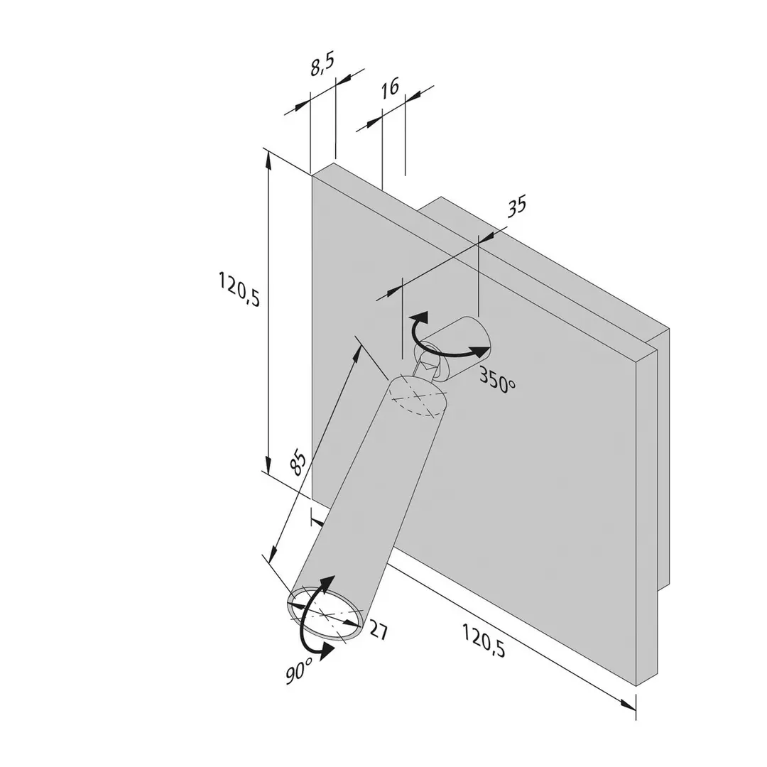 Hera Leseleuchte BL1-LED, Ein-/Anbau, schwarz