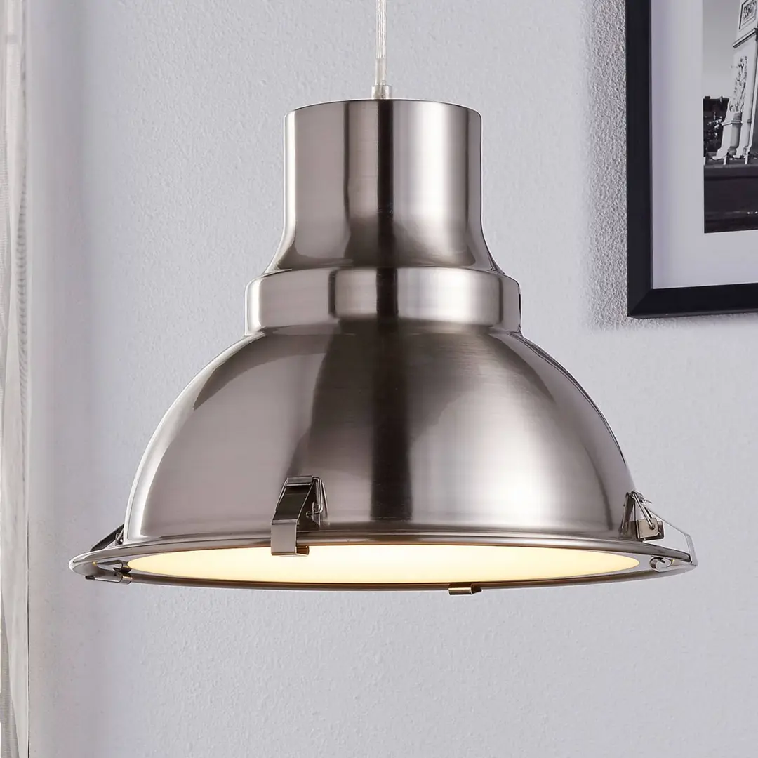 Lindby Pendellampe Letty, Ø 39 cm, nickelfarben, Metall, E27