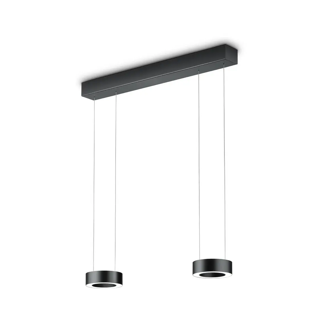Knapstein LED-Hängelampe Zera-2, Länge 70 cm schwarz, Prismenabdeckung