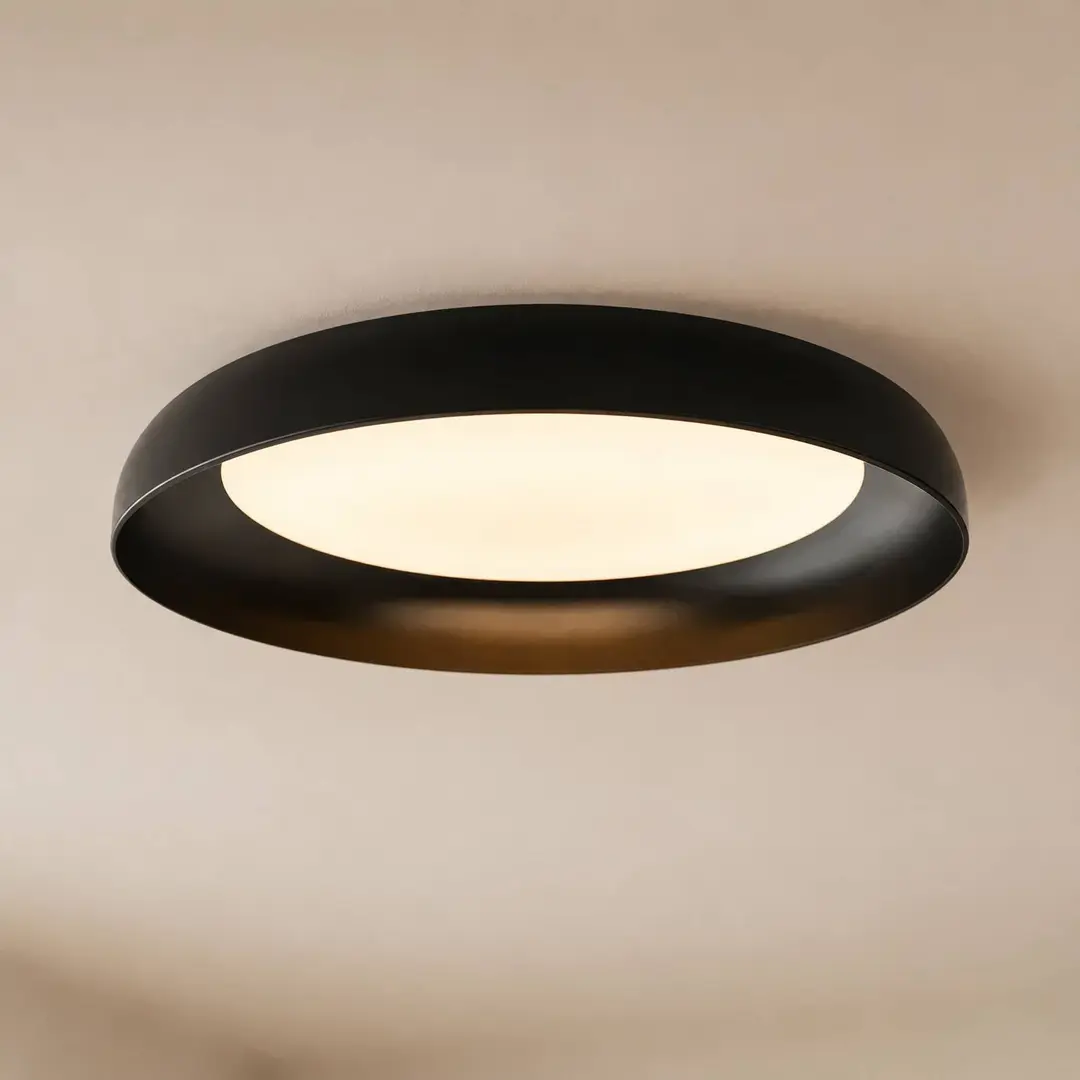 Lindby LED-Deckenleuchte Florie, schwarz, Metall, Ø 40 cm