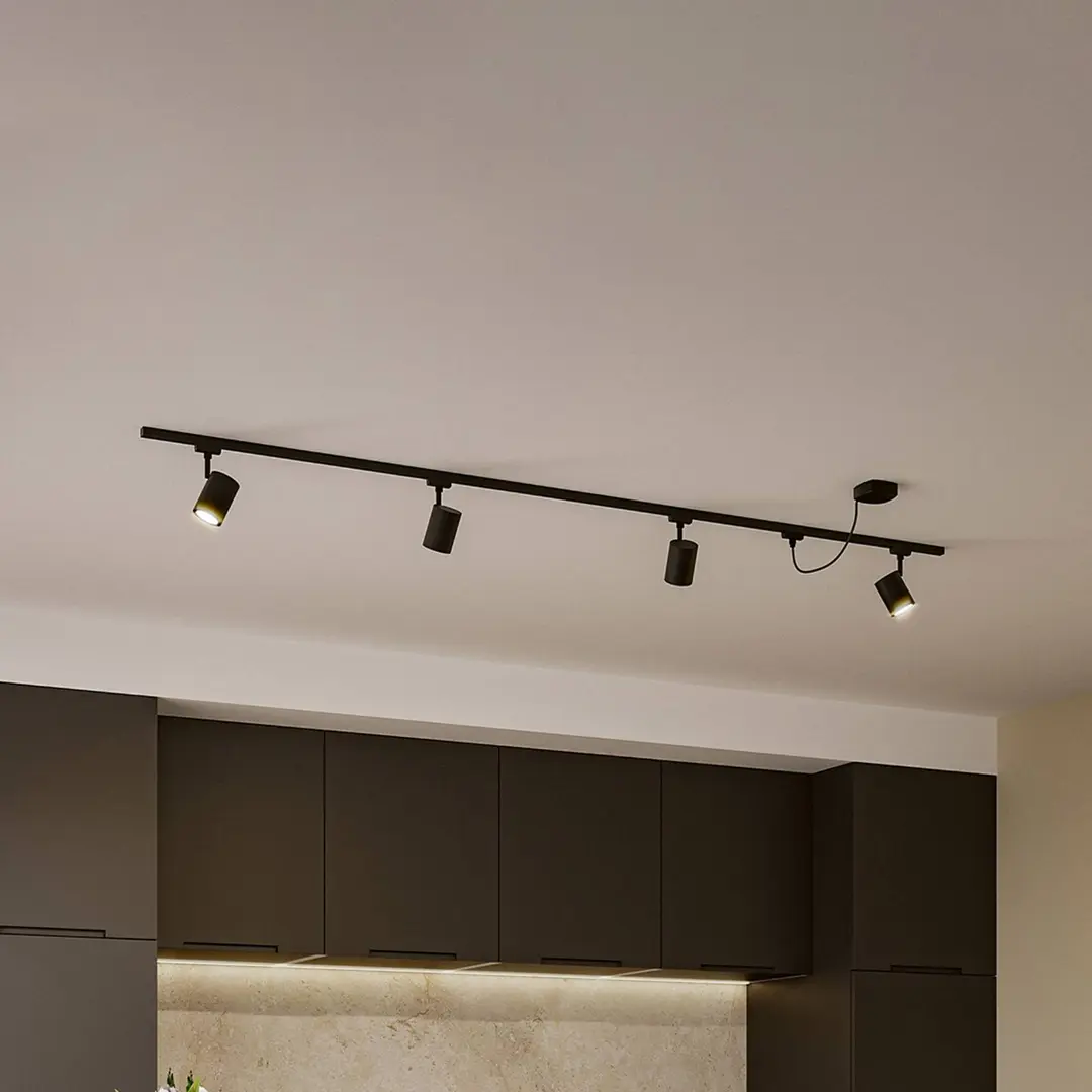Paulmann URail Starterset Luxe schwarz Kabeleinspeisung GU10