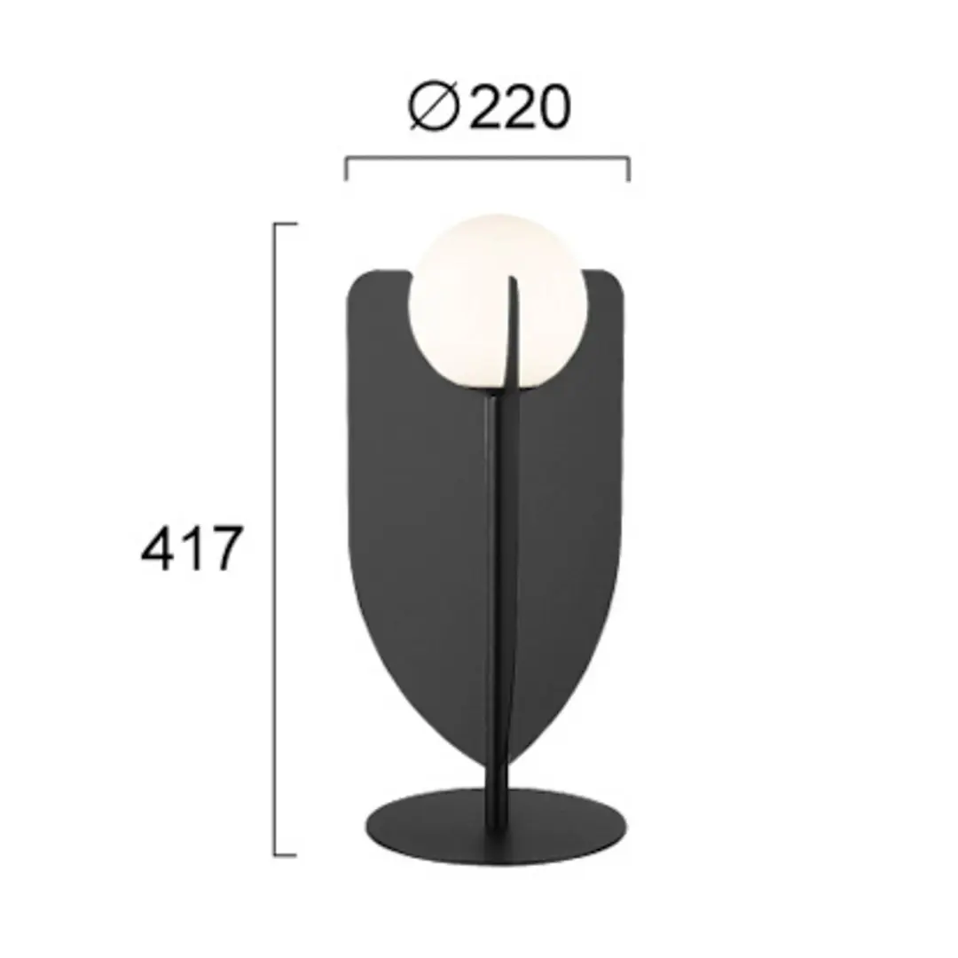 Viokef Tischlampe Fedora, Höhe 42 cm, schwarz, Metall/Glas