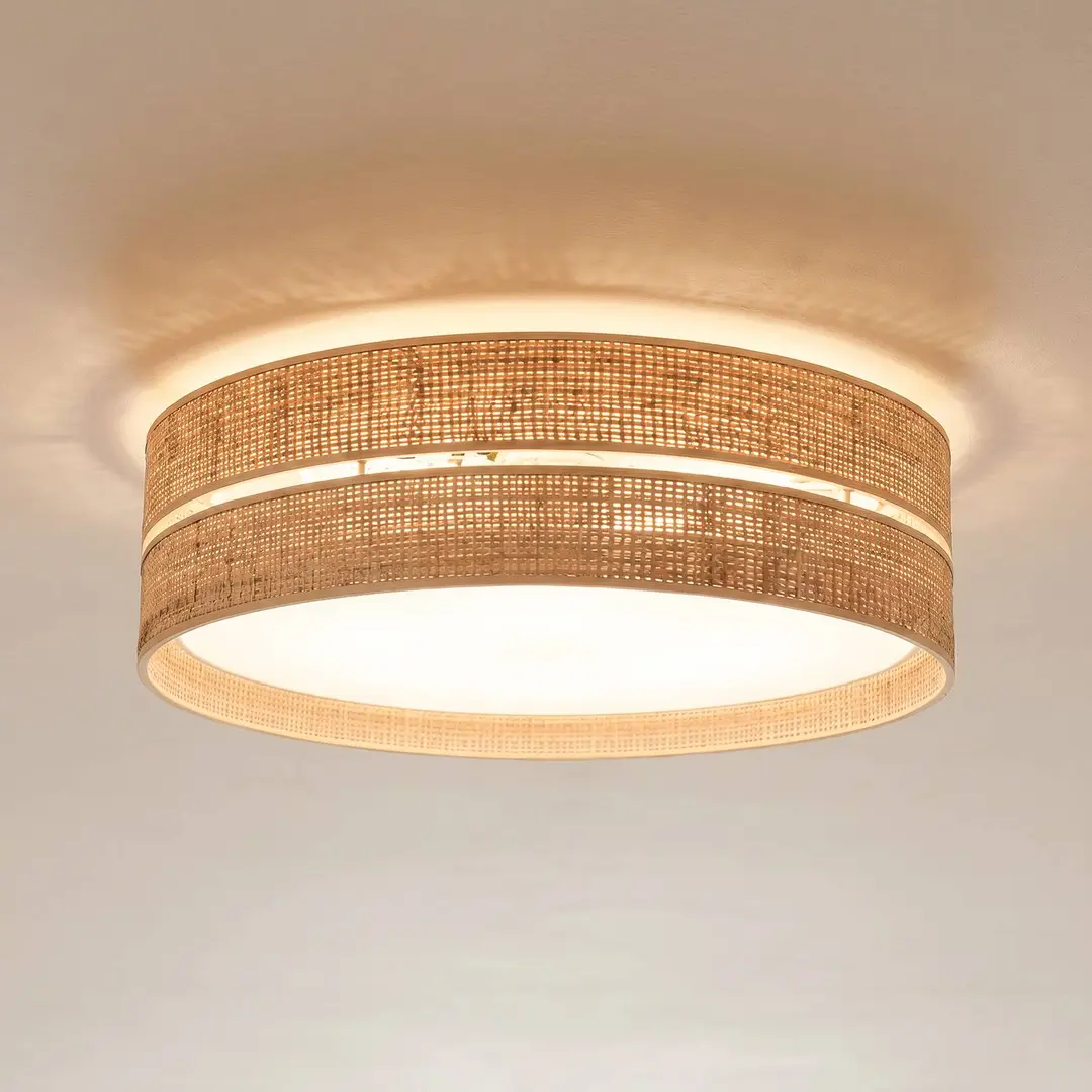 TK Lighting Deckenleuchte Calma, beige, Bast, Ø 60 cm, E27