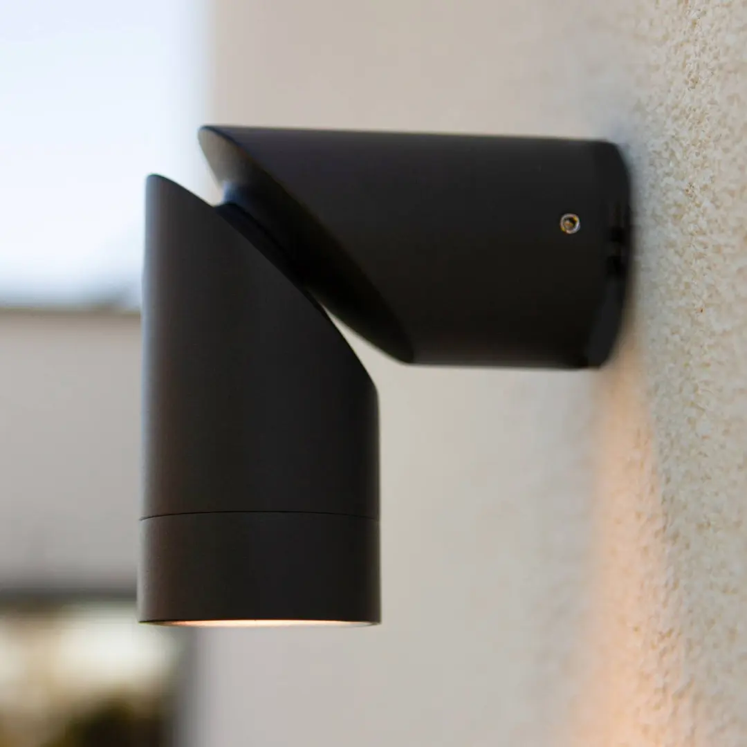 Lutec Außenwandlampe TUBON, dunkelgrau, Ø 6 cm, Metall, IP54, GU10