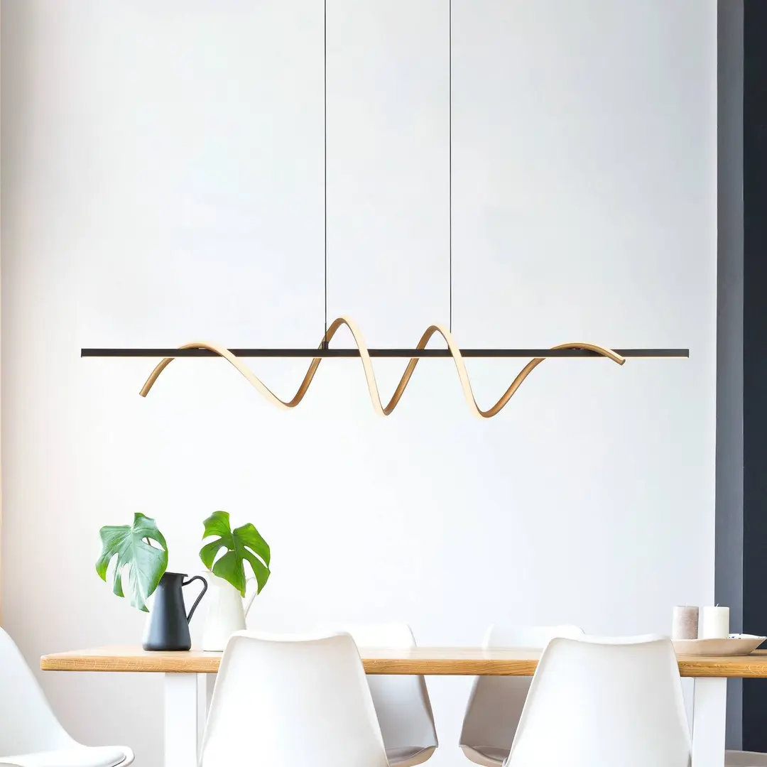 JUST LIGHT. GmbH JUST LIGHT. LED-Hängeleuchte Emanda, Eisen, schwarz-messing
