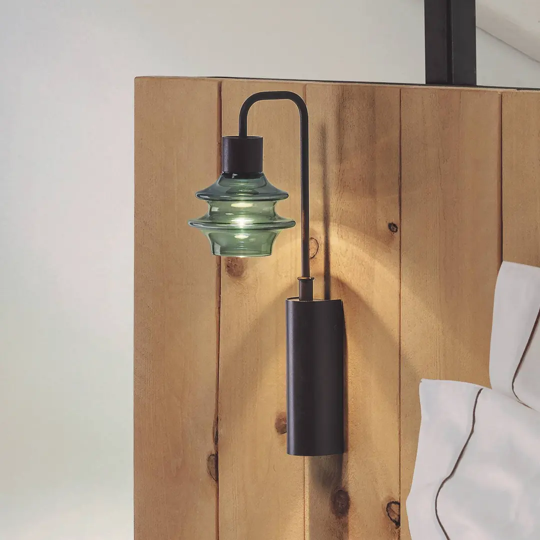 Bover LED-Wandleuchte Drop A/02, grün, Glas, 2.700 K