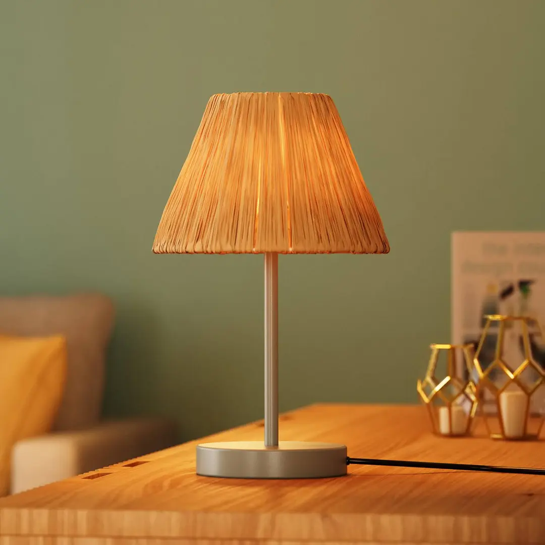 OSRAM Tischlampe Decor Raffia, 1-fl., Bast, naturfarben, E27