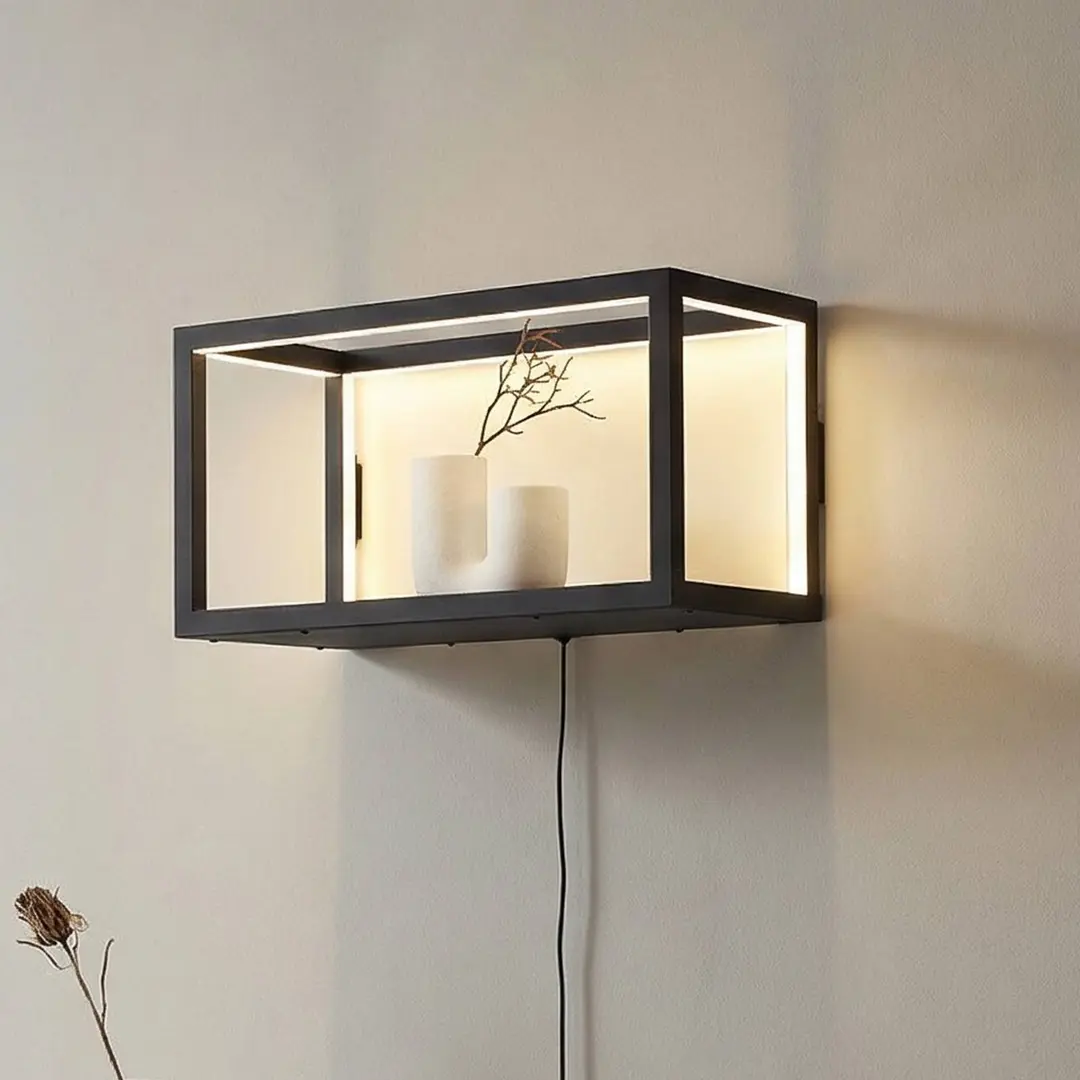 Lindby LED-Wandleuchte Birta, Stecker, Regal, 51 cm, USB