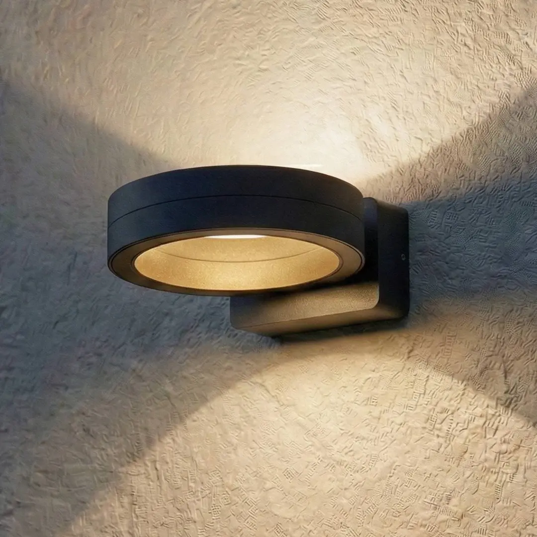Lindby LED-Außenwandleuchte Selviro, anthrazit, Ø 20cm, IP65