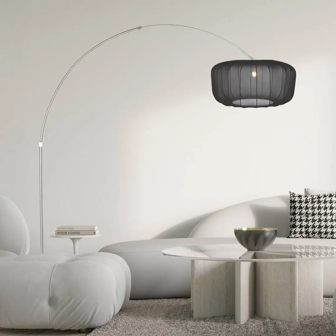 Steinhauer Bogen-Stehleuchte Sparkled Light stahl/Nylon schwarz, 240 cm