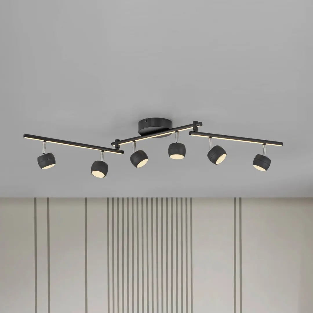 JUST LIGHT. GmbH JUST LIGHT. LED-Deckenspot Jarik, 6-fl., schwarz, 3.000 K