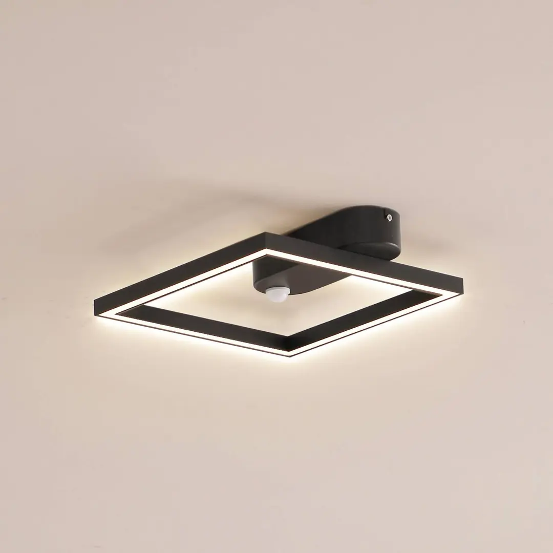 Lindby LED-Deckenleuchte Yulla, 34 cm, schwarz, Sensor