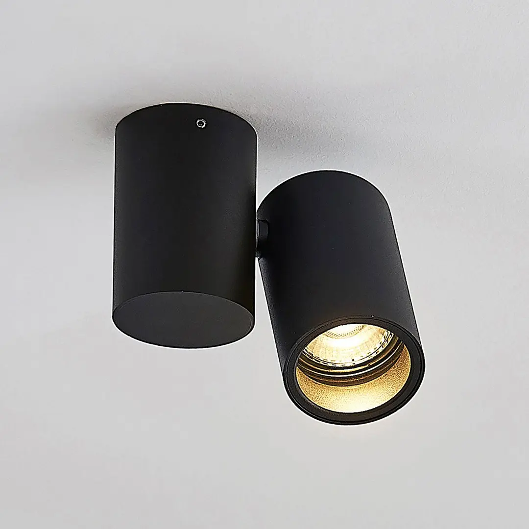 Arcchio Deckenlampe Gesina, 1-flg., schwarz, Alu, 11,6 cm