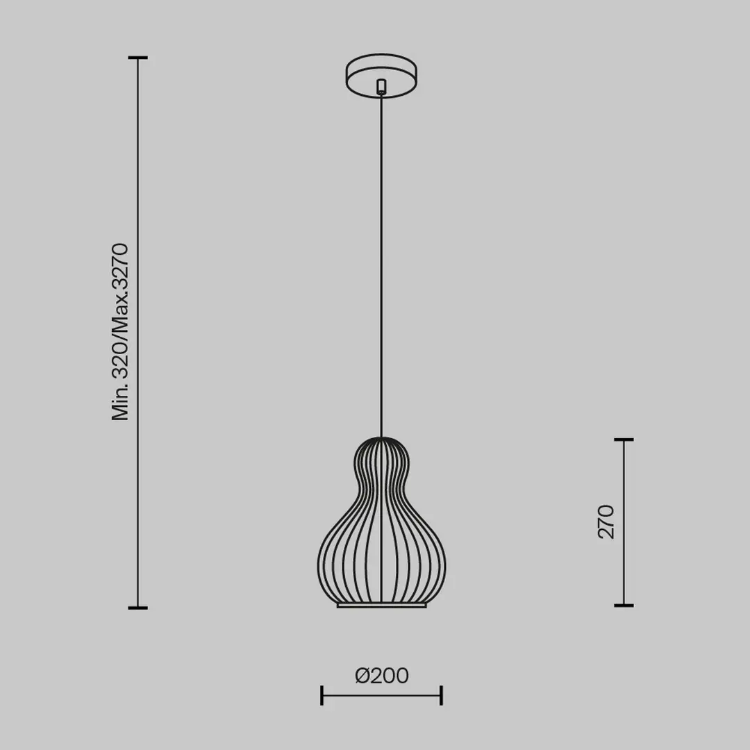 Maytoni Hängelampe Roots, Ø 20 cm, Höhe 27 cm, Holz/schwarz