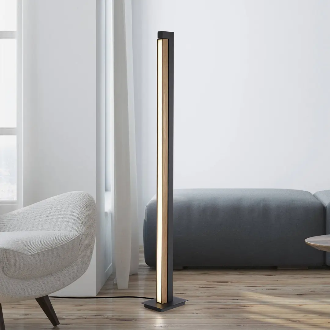 Pure LED-Stehlampe PURE Lines Floor, oak/graphite, CCT, 140 cm