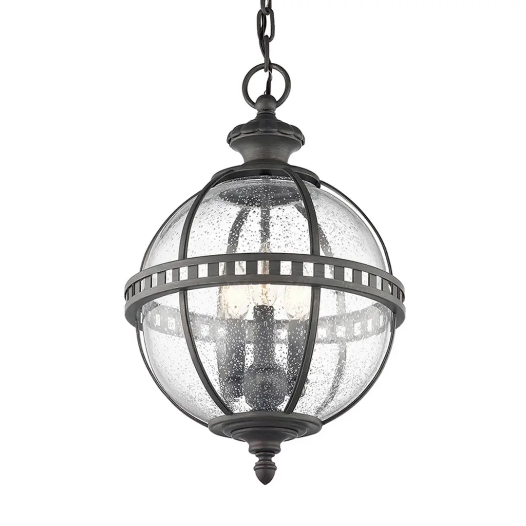 KICHLER Außenhängeleuchte Halleron, grau/klar, 31 cm, IP44
