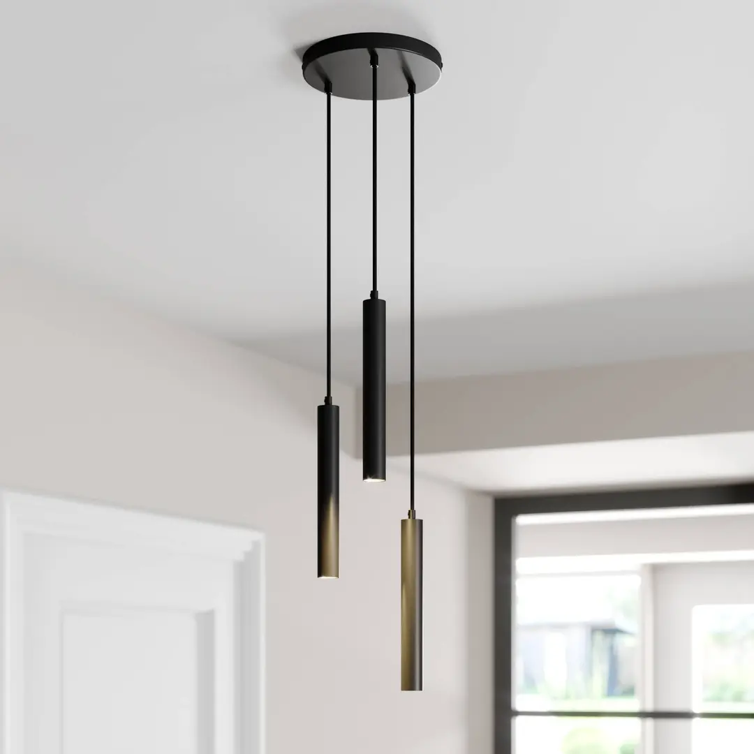 Arcchio LED-Pendelleuchte Franka, 3-flg., Ø 24 cm, schwarz
