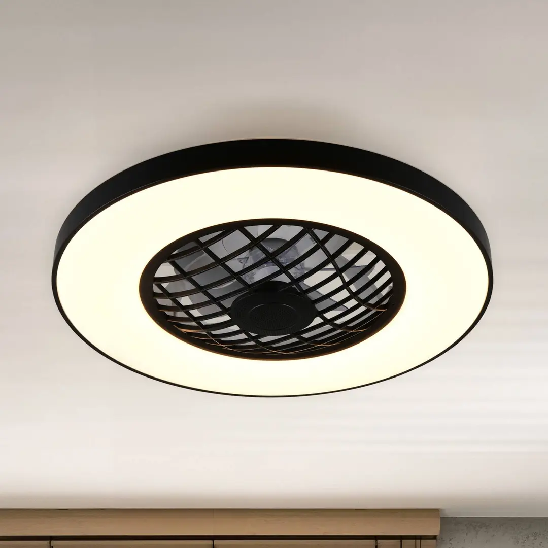Reality Leuchten LED-Ventilator Linköping leise CCT RGB Remote Lautsprecher