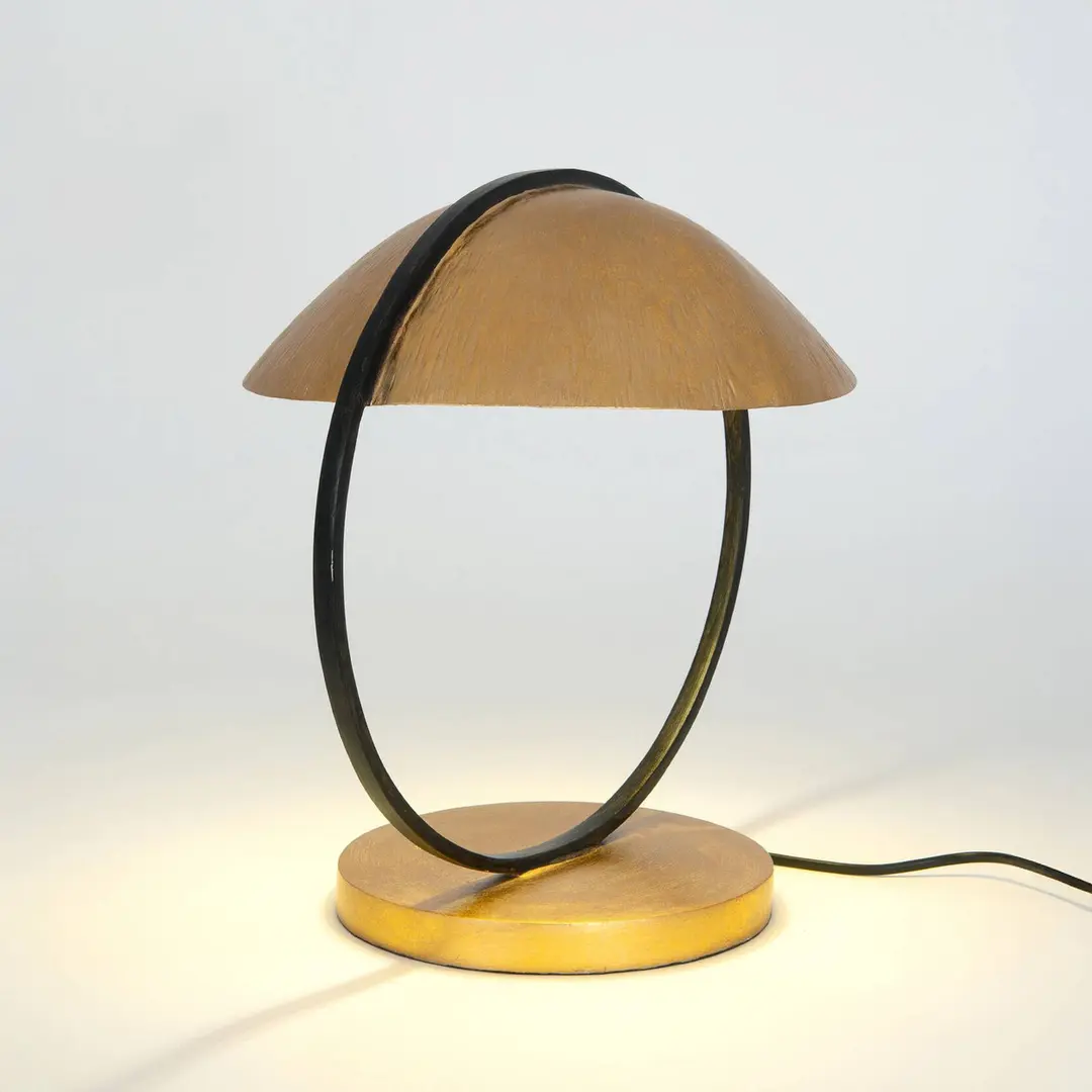 Holländer Tischlampe MEZZADORA, gold/schwarz, Höhe 35 cm Metall 2 x G9