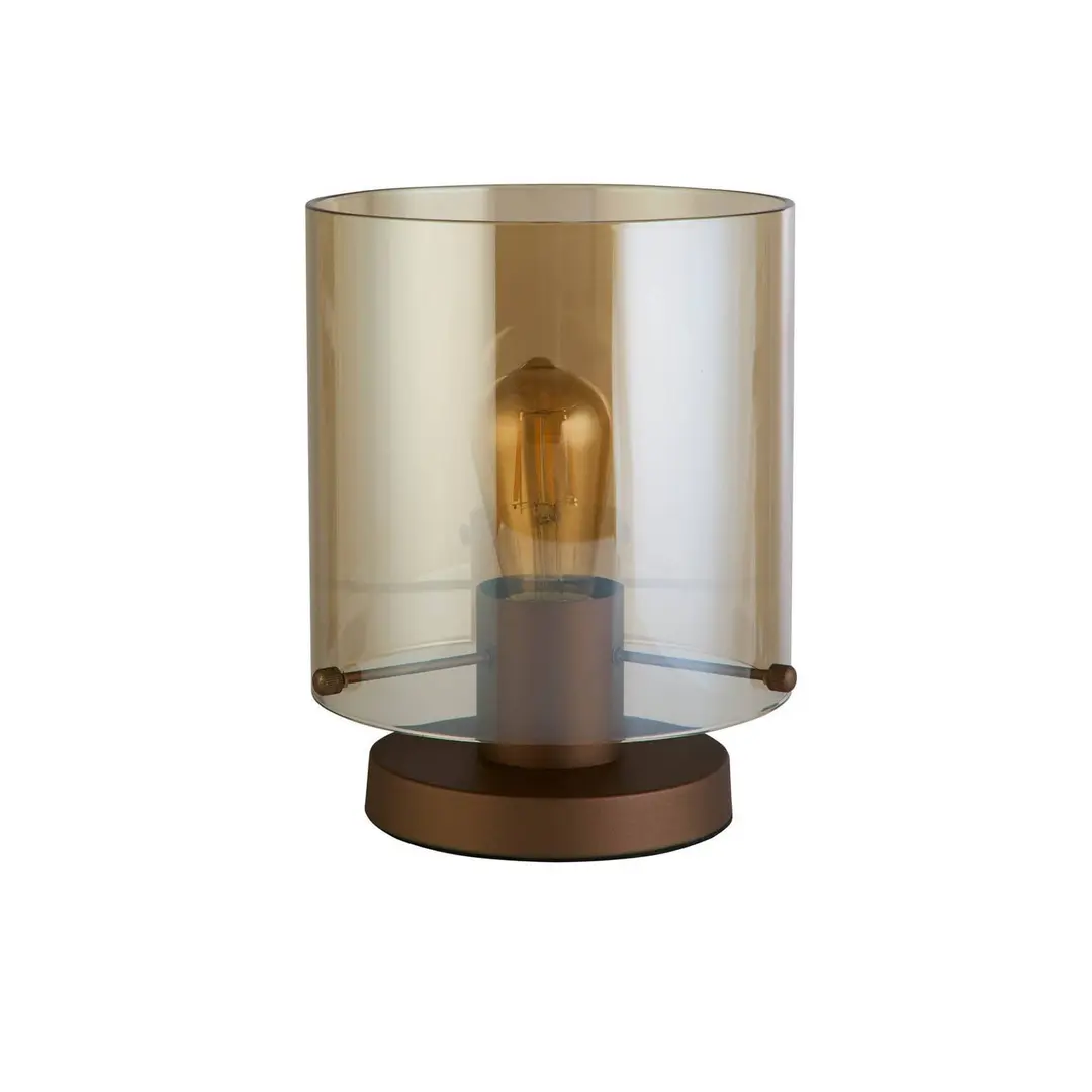 Searchlight Tischleuchte Sweden, mokka/amber, Stahl, Glas, E27