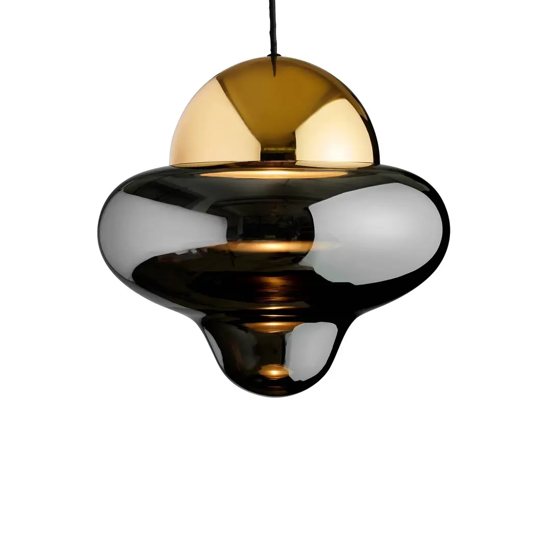 DESIGN BY US LED-Hängeleuchte Nutty XL, rauchgrau / goldfarben, Ø 30 cm