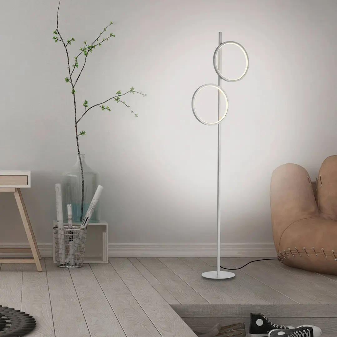 JUST LIGHT. GmbH LED-Stehleuchte Mini-Ritus, silber, Eisen, 2 Ringe