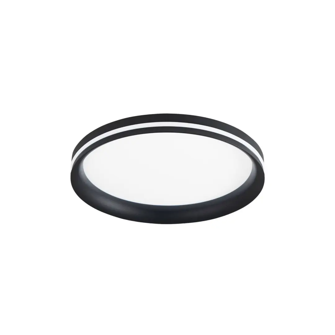 Fabas Luce LED-Deckenlampe Isy, schwarz, Ø 35 cm, Metall, CCT, dimmbar