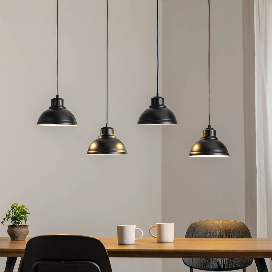 Luminex Hängeleuchte Sven, vierflammig, schwarz, Stahl, E27