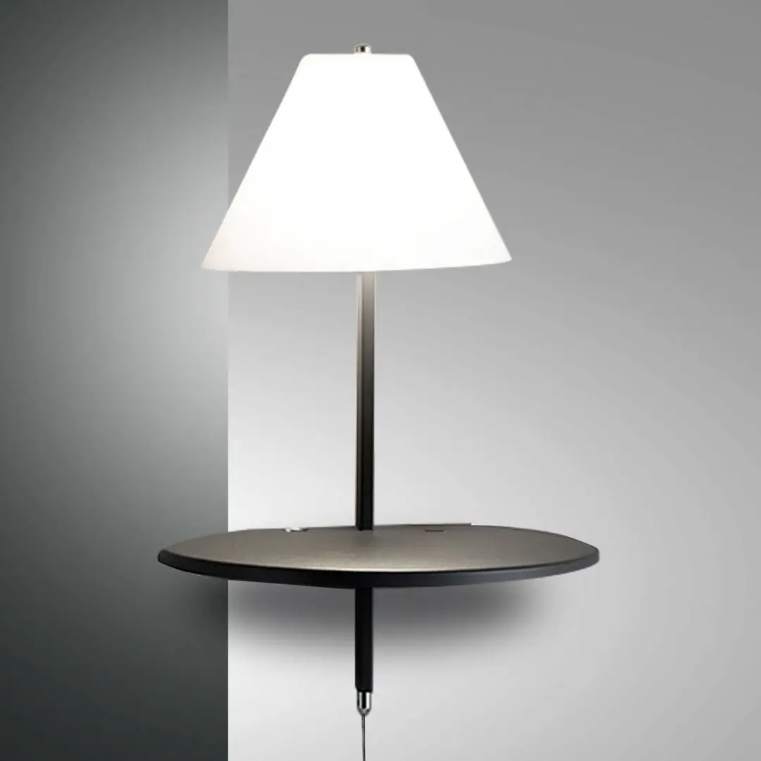 Fabas Luce LED-Wandlampe Goodnight, USB-Port, weiß-anthrazit