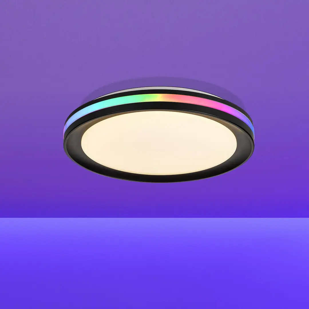 Mantra Iluminación LED-Deckenleuchte Gamer, RGB, CCT, Fernbedienung, schwarz