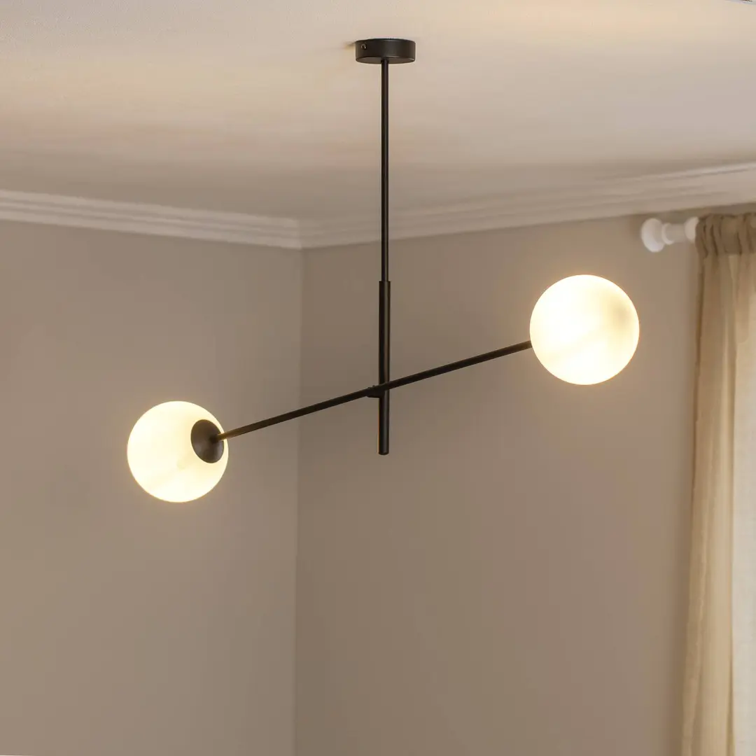 EMIBIG LIGHTING Deckenlampe Linear, schwarz/opal, zweiflammig