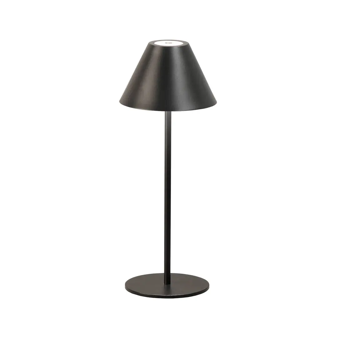 FH Lighting LED-Akkutischlampe Kano, schwarz, dimmbar, verstellbar, IP54
