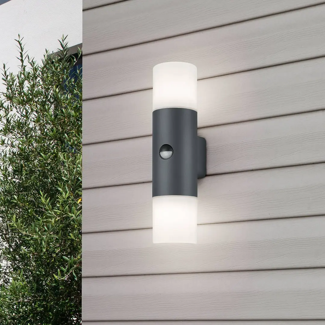 Trio Lighting Außenwandleuchte Hoosic 2fl. anthrazit mit Sensor