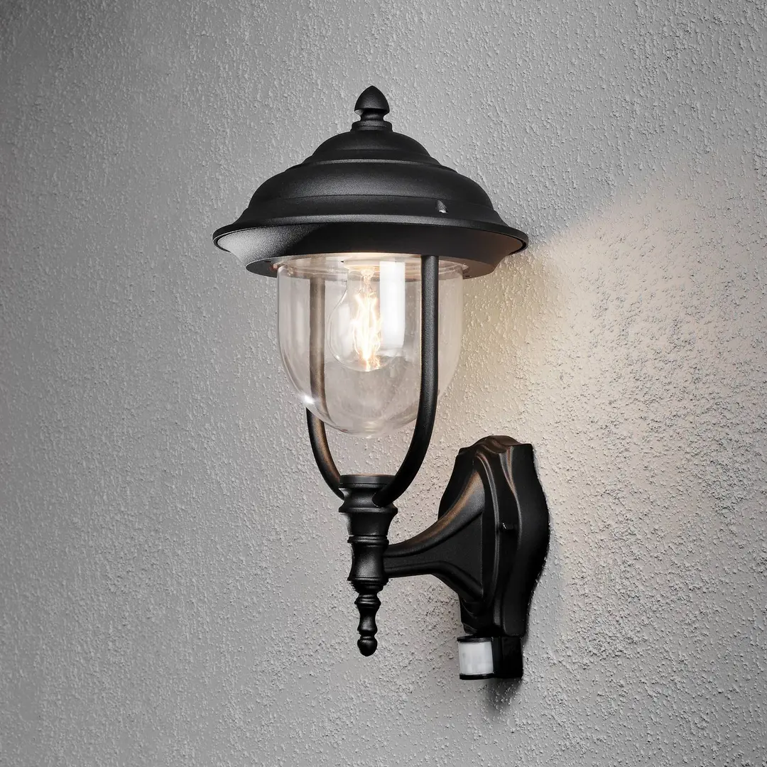 Konstsmide Außenwandlampe Parma mit Bewegungsmelder, schwarz