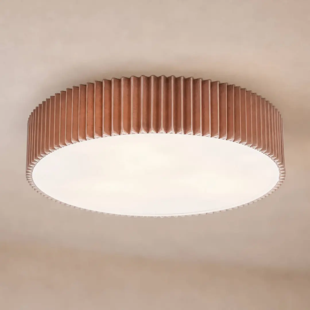 Lindby Deckenleuchte Zoey, Ø 52 cm, taupe, Leinen