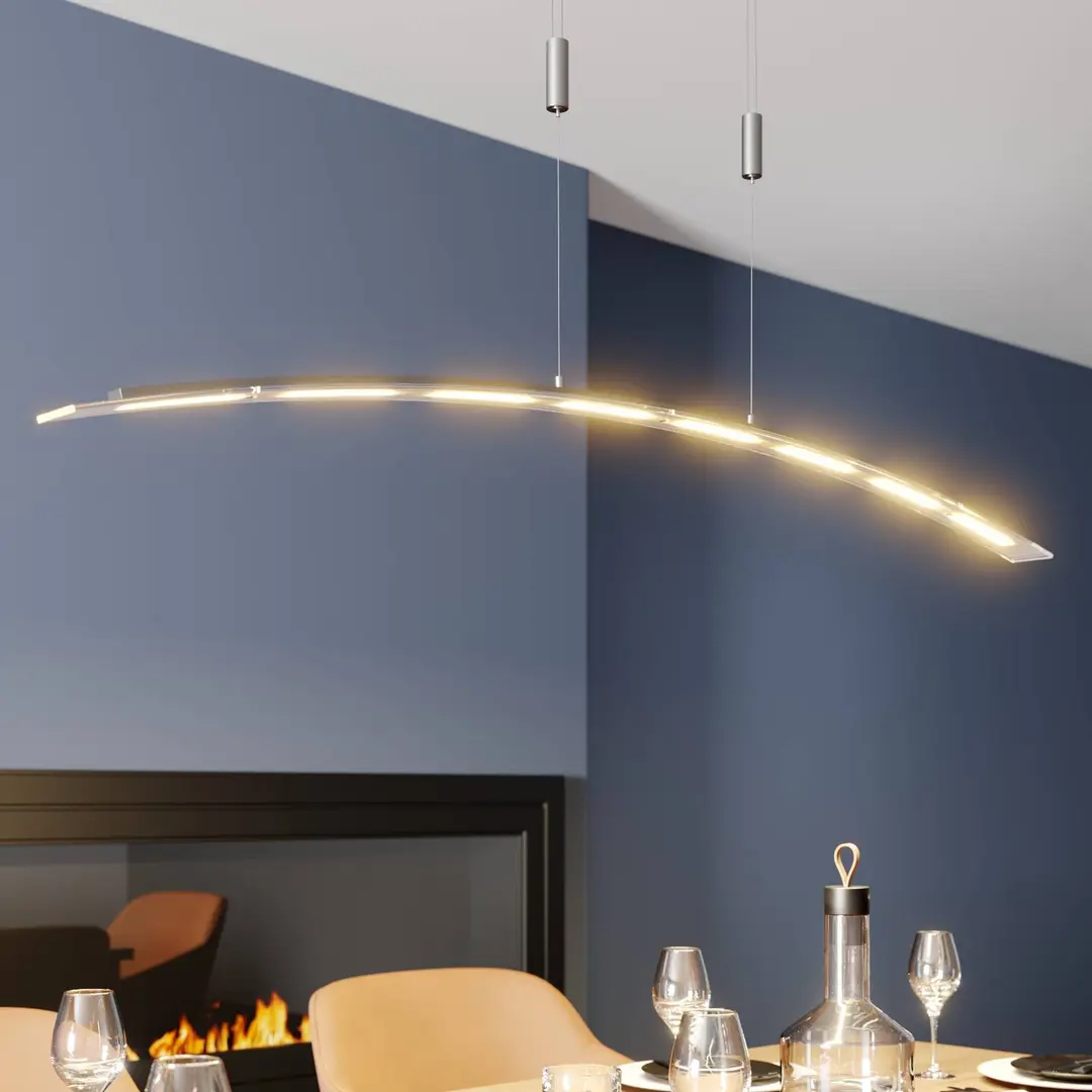 Lindby LED-Pendellampe Manon, höhenverstellbar, grau, Metall