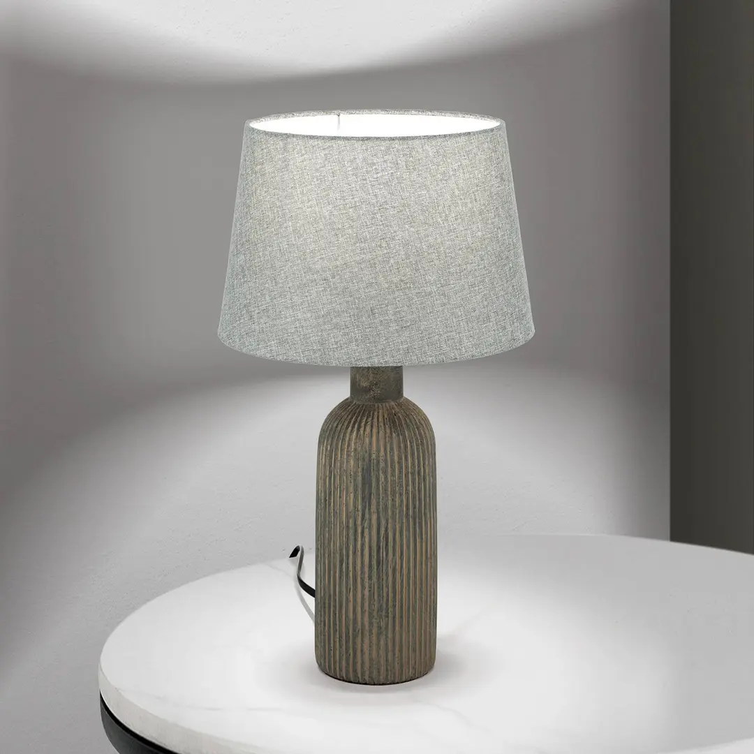 Orion Tischlampe Orchid, braun/grau, Höhe 53,5 cm, Keramik/Leinen